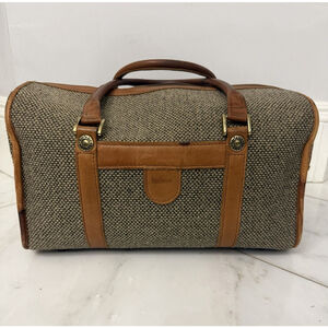 Vintage Hartmann Luggage 15” Carry On Brown Tweed & Leather No Shoulder Strap